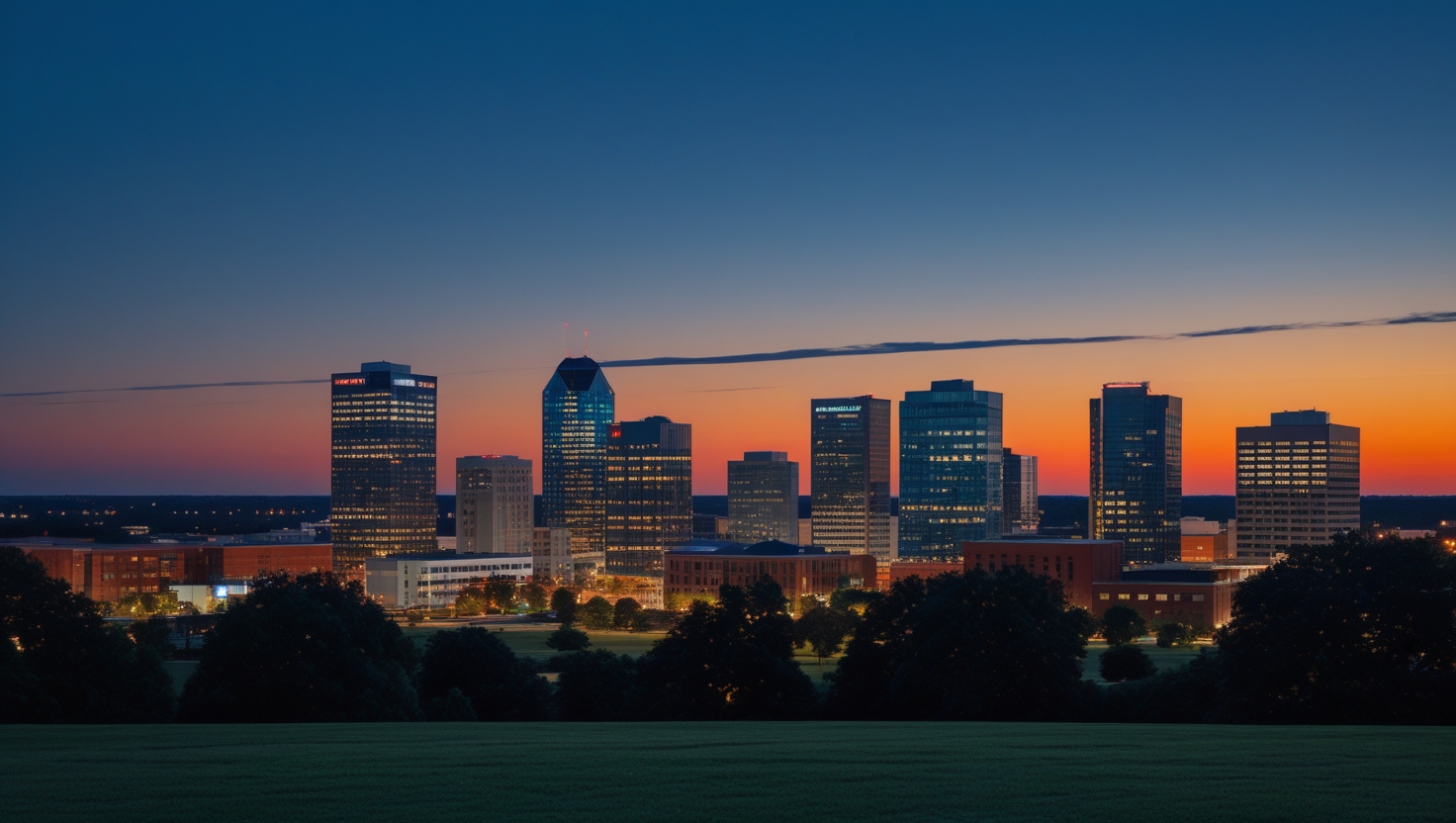 Downtown Raleigh, North Carolina skyline at dusk — Secret Optimizer is based in the Raleigh metro area and serves local businesses across the Triangle